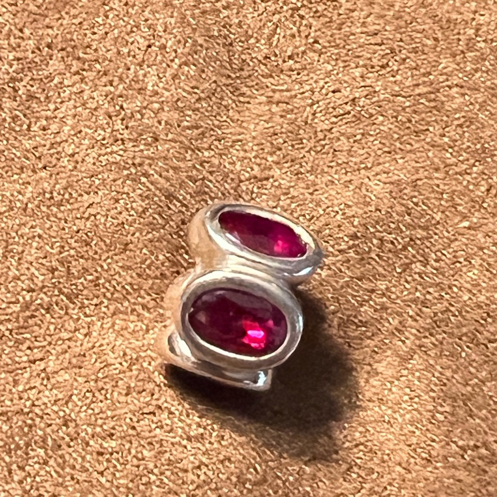 Pandora Silver Bracelet with Red Gemstones